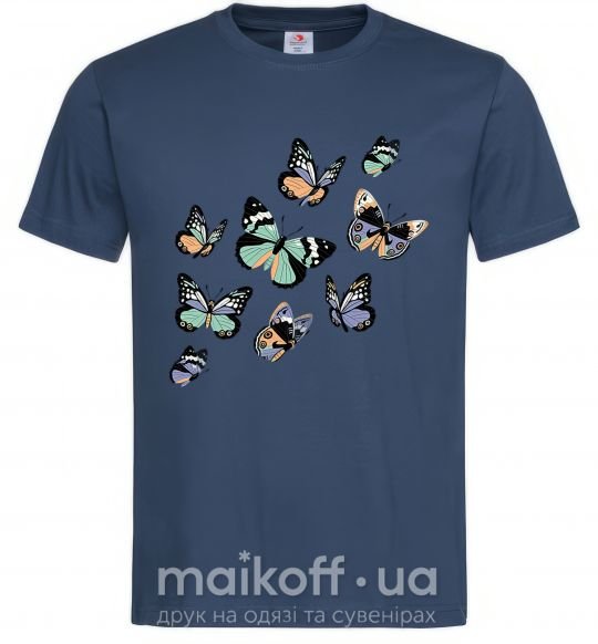 Чоловіча футболка Рисунок бабочек Темно-синій фото