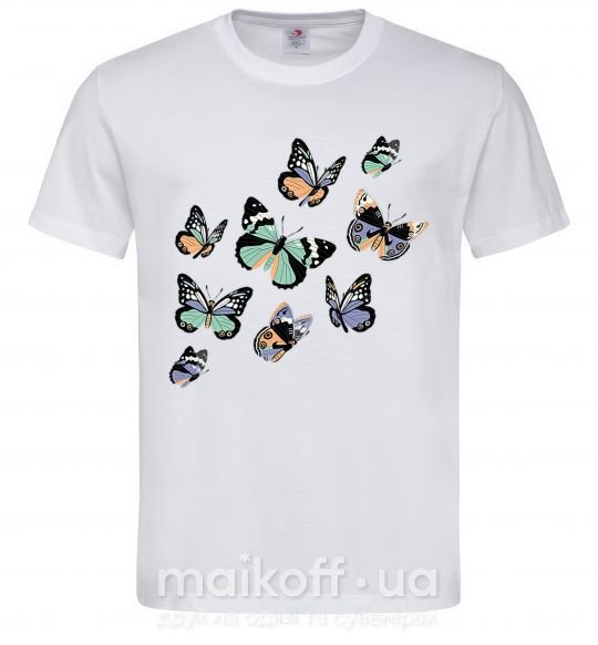 Чоловіча футболка Рисунок бабочек Білий фото
