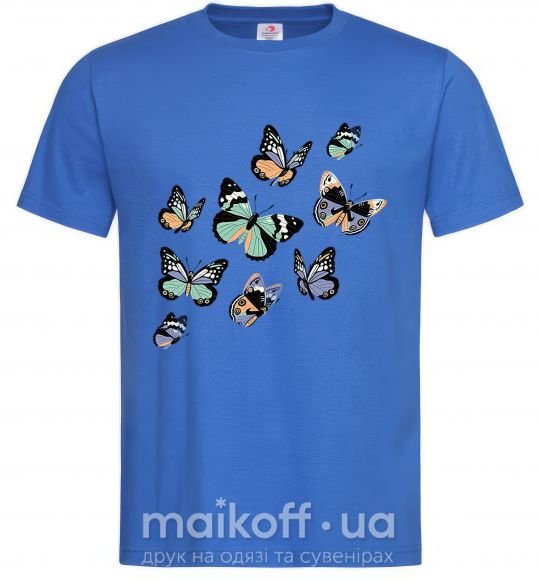 Мужская футболка Рисунок бабочек Ярко-синий фото