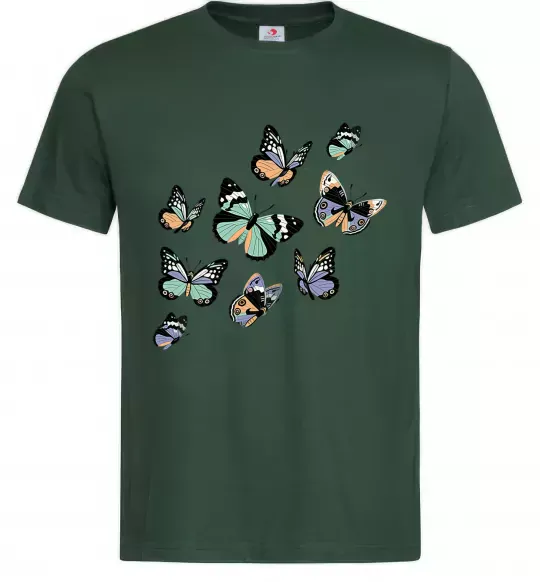 Мужская футболка Малюнок метелики Темно-зеленый фото