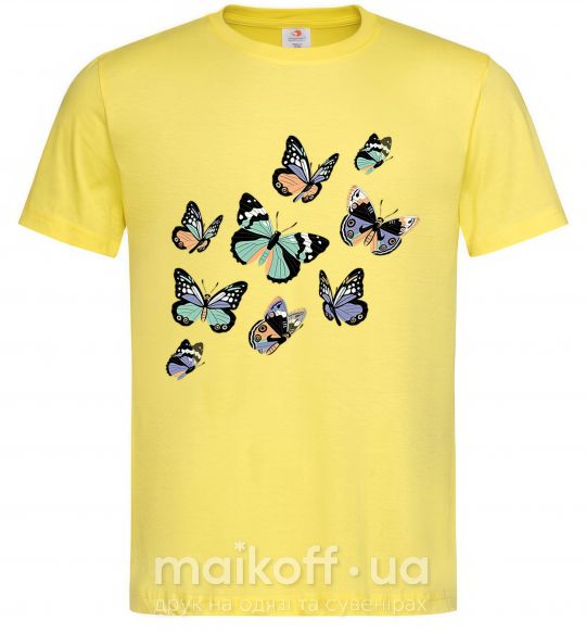 Мужская футболка Рисунок бабочек Лимонный фото