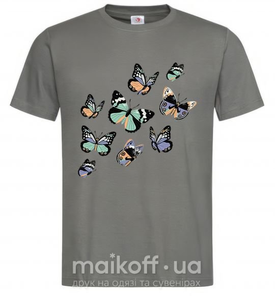 Мужская футболка Рисунок бабочек Графит фото