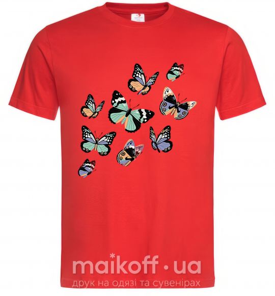 Мужская футболка Рисунок бабочек Красный фото
