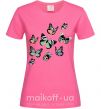 Женская футболка Рисунок бабочек Ярко-розовый фото
