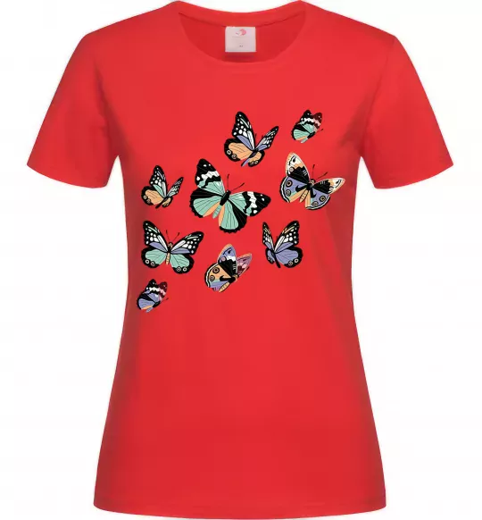 Женская футболка Малюнок метелики Красный фото