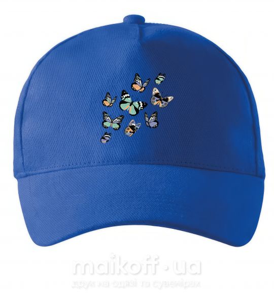 Кепка Рисунок бабочек Ярко-синий фото