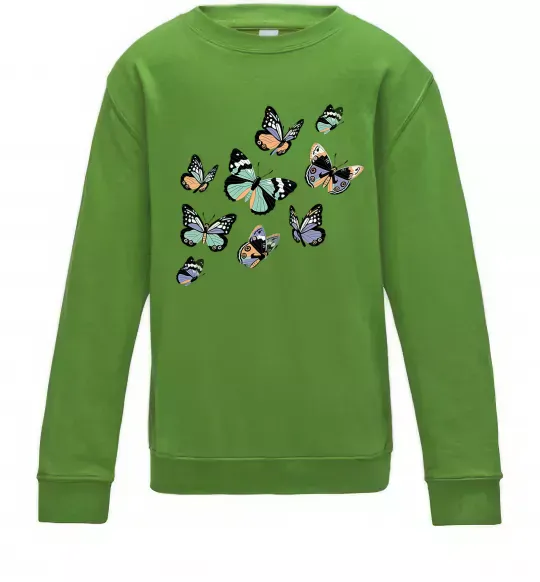 Дитячий світшот Малюнок метелики Лаймовий фото