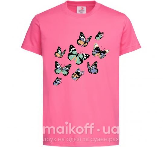 Дитяча футболка Рисунок бабочек Яскраво-рожевий фото