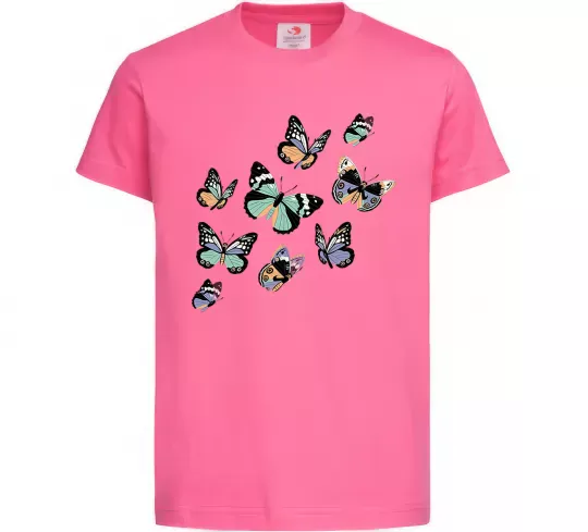 Дитяча футболка Малюнок метелики Яскраво-рожевий фото