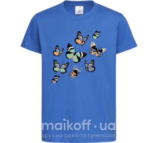 Детская футболка Рисунок бабочек Ярко-синий фото