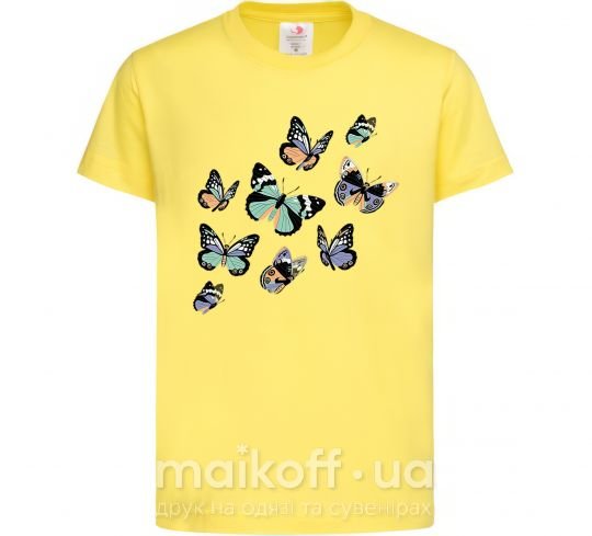 Дитяча футболка Рисунок бабочек Лимонний фото