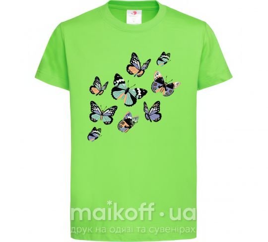 Дитяча футболка Рисунок бабочек Лаймовий фото