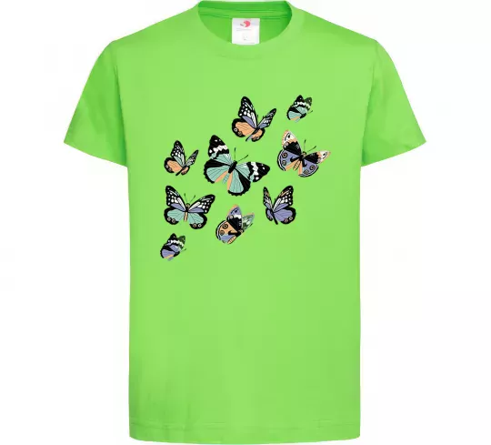 Дитяча футболка Малюнок метелики Лаймовий фото