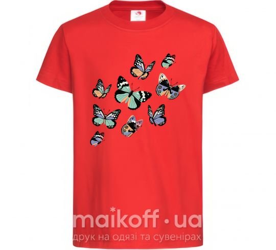 Детская футболка Рисунок бабочек Красный фото