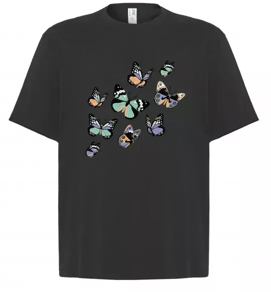 Футболка Оверсайз Малюнок метелики Черный фото