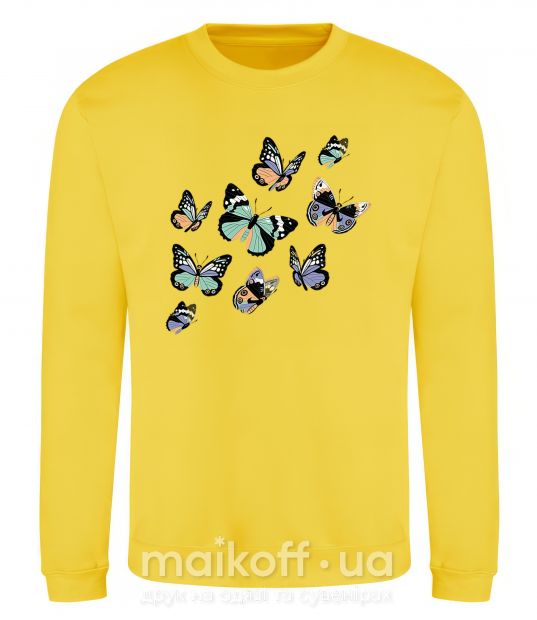 Світшот Рисунок бабочек Сонячно жовтий фото