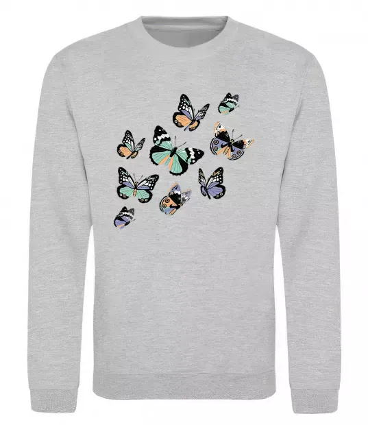Свитшот Малюнок метелики Серый меланж фото