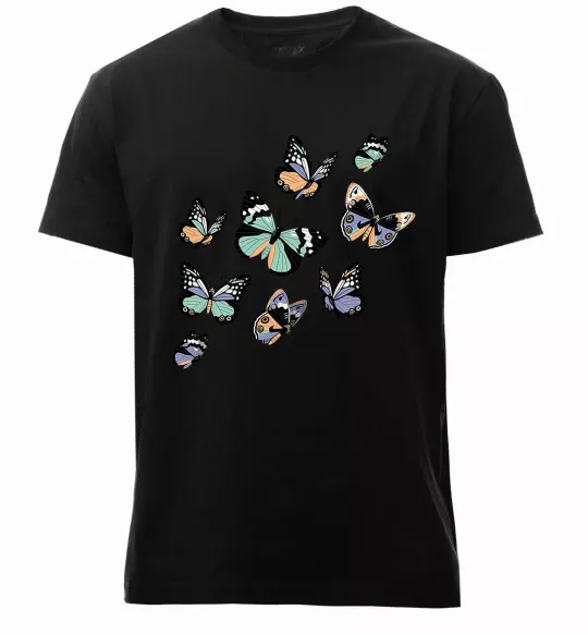 Чоловіча преміум футболка Малюнок метелики Чорний фото