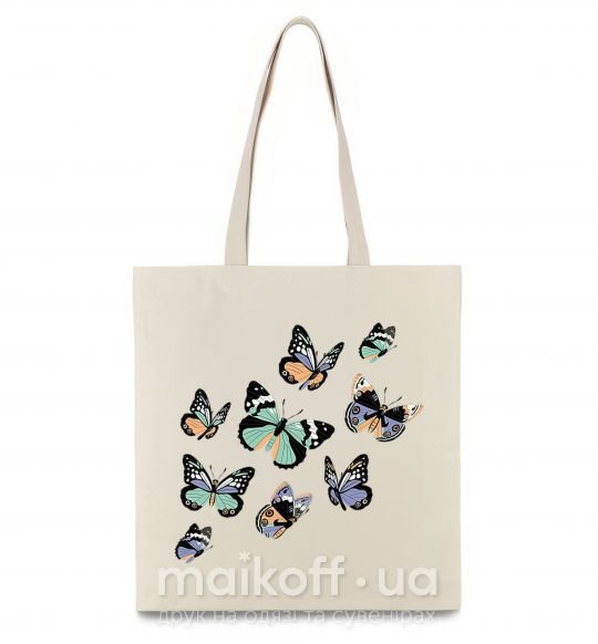 Эко-сумка Рисунок бабочек Бежевый фото