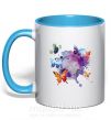 Чашка з кольоровою ручкою Акварельные бабочки Блакитний фото