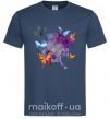 Мужская футболка Акварельные бабочки Темно-синий фото