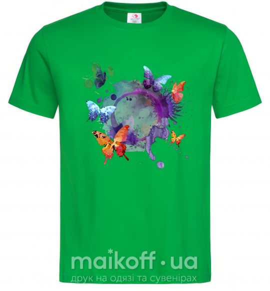 Мужская футболка Акварельные бабочки Зеленый фото