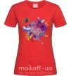 Женская футболка Акварельные бабочки Красный фото
