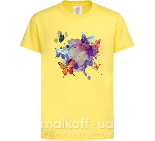 Дитяча футболка Акварельные бабочки Лимонний фото