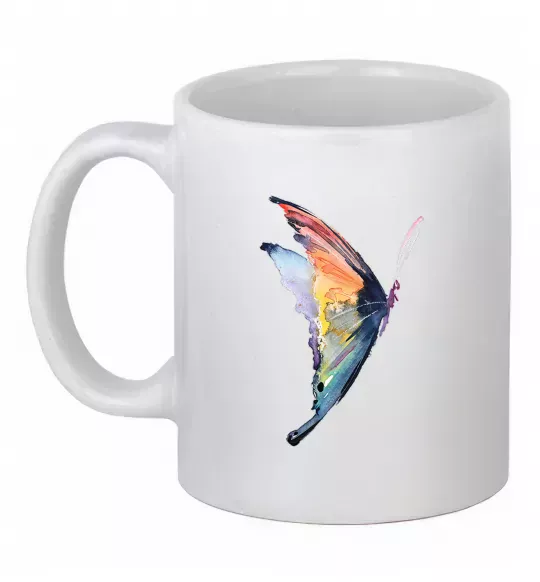 Чашка керамічна Rainbow butterfly Білий фото