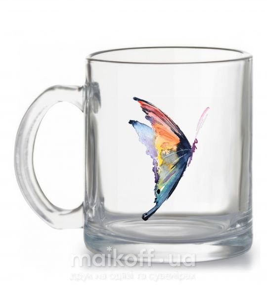 Чашка скляна Rainbow butterfly Прозорий фото