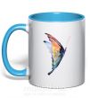 Чашка з кольоровою ручкою Rainbow butterfly Блакитний фото