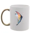 Чашка з кольоровою ручкою Rainbow butterfly Золото фото