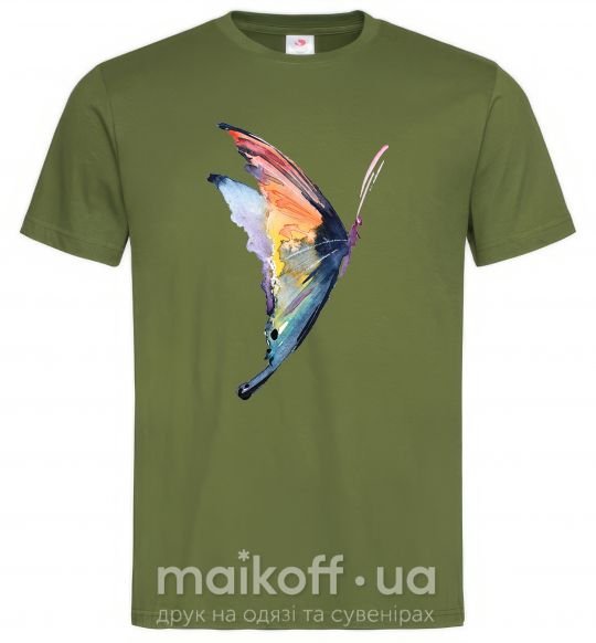 Мужская футболка Rainbow butterfly Оливковый фото
