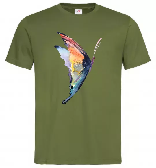 Чоловіча футболка Rainbow butterfly Оливковий фото