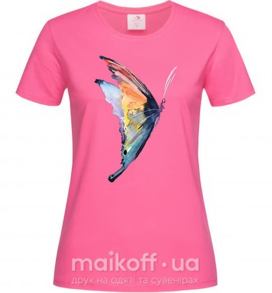Женская футболка Rainbow butterfly Ярко-розовый фото