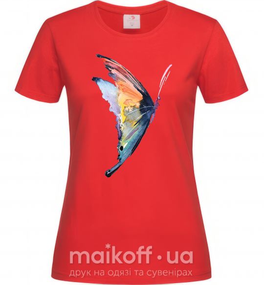 Женская футболка Rainbow butterfly Красный фото