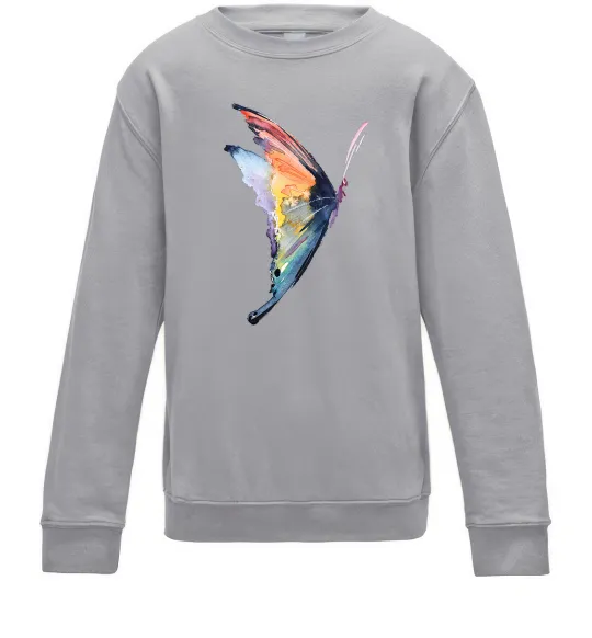 Детский Свитшот Rainbow butterfly Серый меланж фото