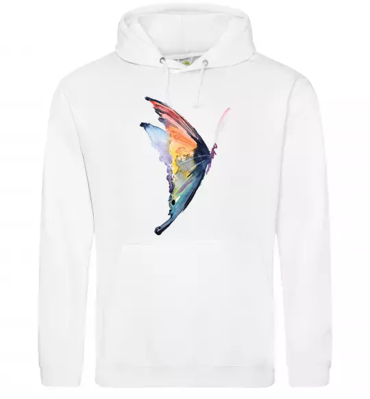 Мужская толстовка (худи) Rainbow butterfly Белый фото