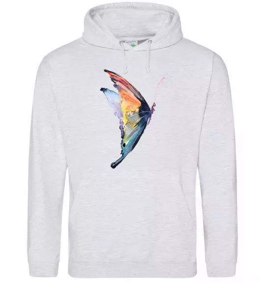 Мужская толстовка (худи) Rainbow butterfly Серый меланж фото