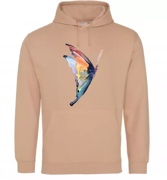 Женская толстовка (худи) Rainbow butterfly Песочный фото