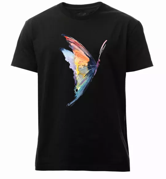 Мужская премиум футболка Rainbow butterfly Черный фото