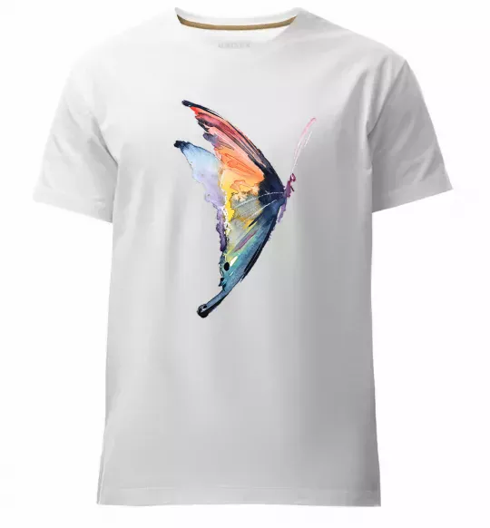 Мужская премиум футболка Rainbow butterfly Белый фото