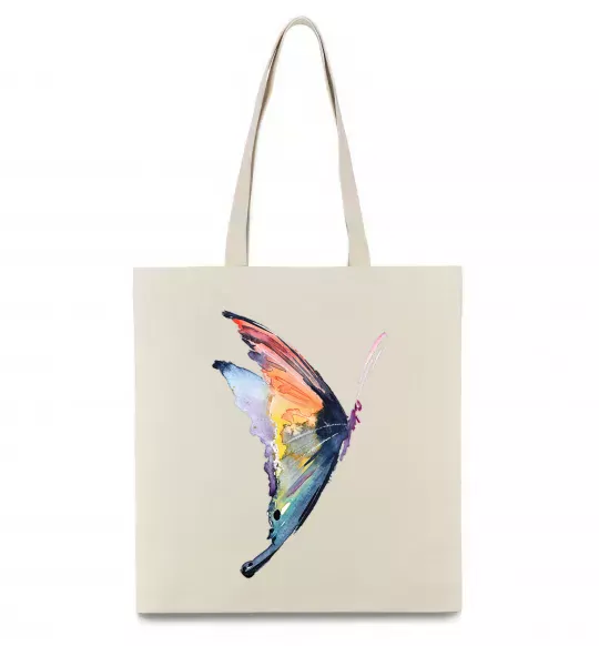 Эко-сумка Rainbow butterfly Бежевый фото