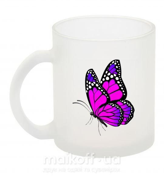 Чашка стеклянная Ярко розовая бабочка Фроузен фото