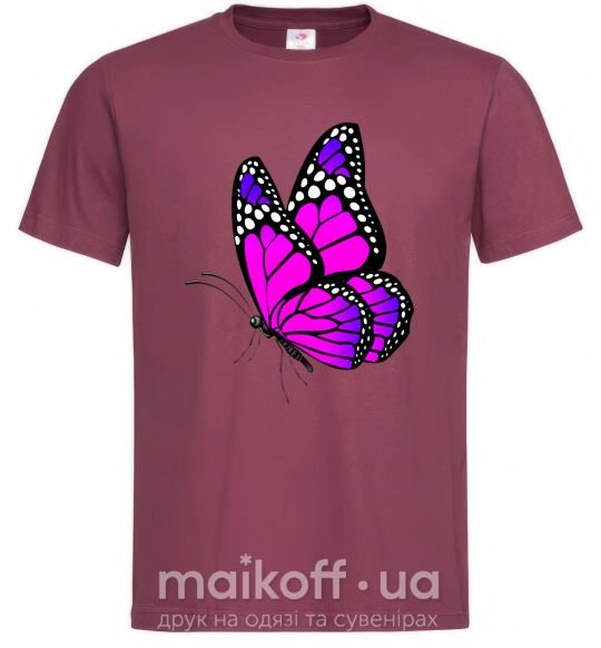 Мужская футболка Ярко розовая бабочка Бордовый фото