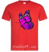 Мужская футболка Ярко розовая бабочка Красный фото