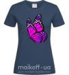 Жіноча футболка Ярко розовая бабочка Темно-синій фото