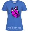 Женская футболка Ярко розовая бабочка Ярко-синий фото