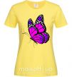 Женская футболка Ярко розовая бабочка Лимонный фото