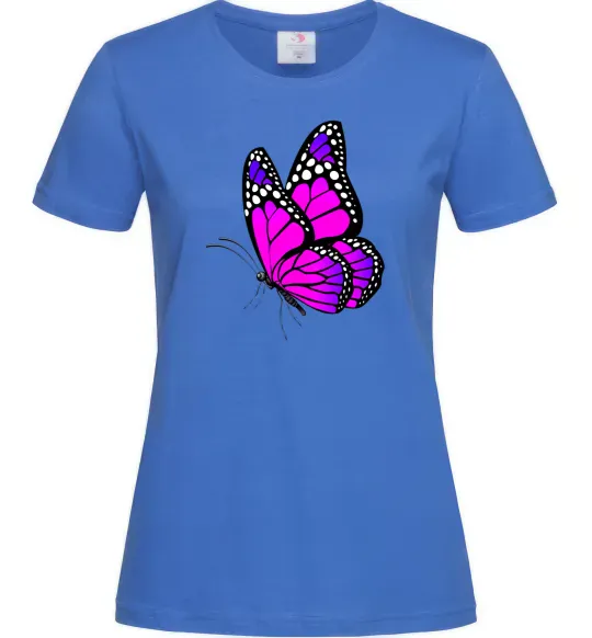 Женская футболка Рожевий метелик Ярко-синий фото